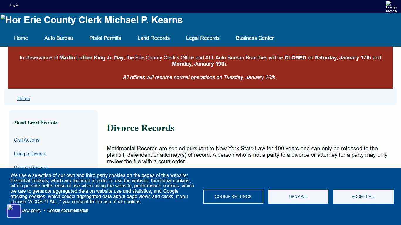 Divorce Records | Erie County Clerk Michael P. Kearns